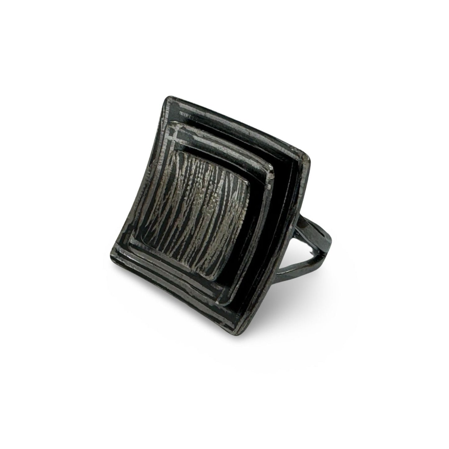 Midnight Mirage Oxidized Black Silver Adjustable Resizable Ring. Handcrafted silver Ring. Unique Design jewelry. Artisan Silver Ring.