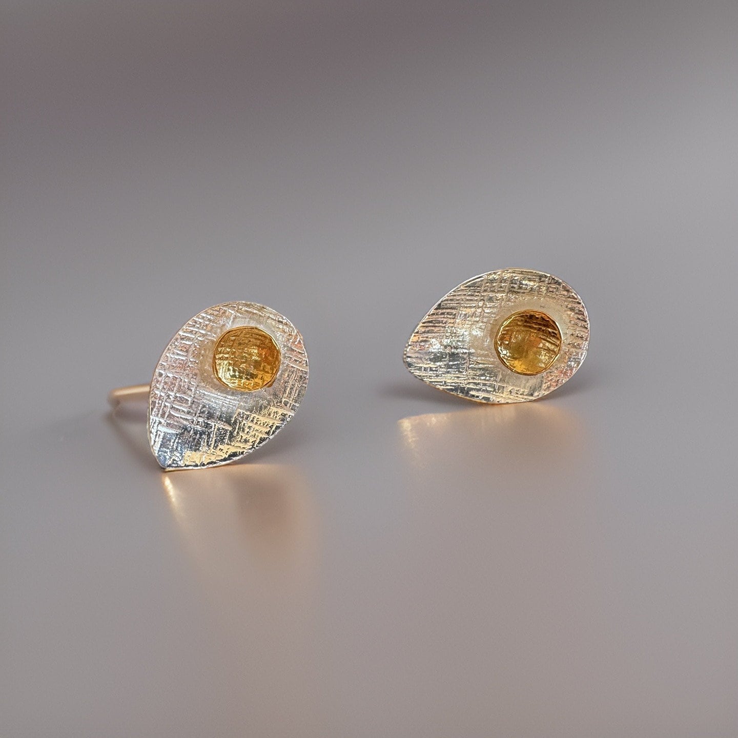 Gilded Petal 22k Gold and Sterling Silver 925 Stud Earrings