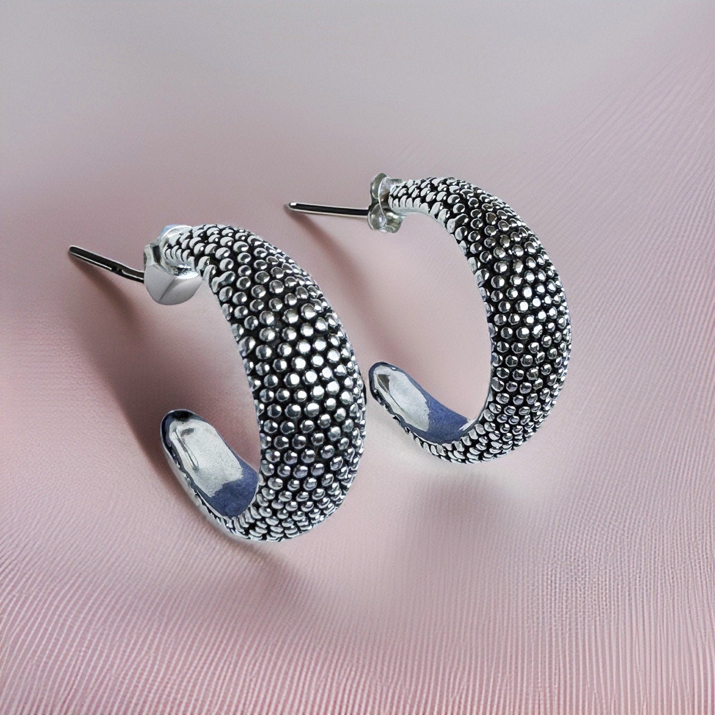 Ethereal Majesty Chunky Handcrafted Sterling Silver Hoop Earrings – Bold, Elegant, and Timeless