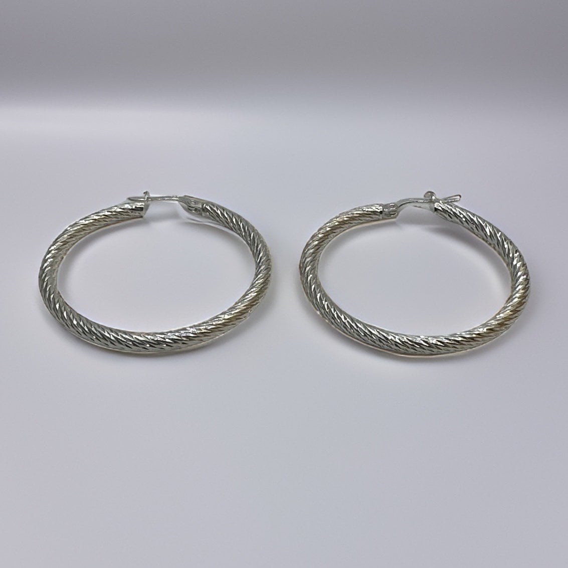 Twisted 42mm Thick Hoop 925 Sterling Silver Earrings.