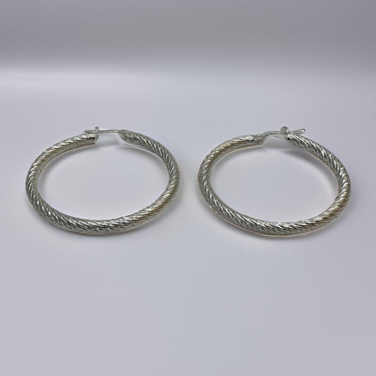 Twisted 42mm Thick Hoop 925 Sterling Silver Earrings.