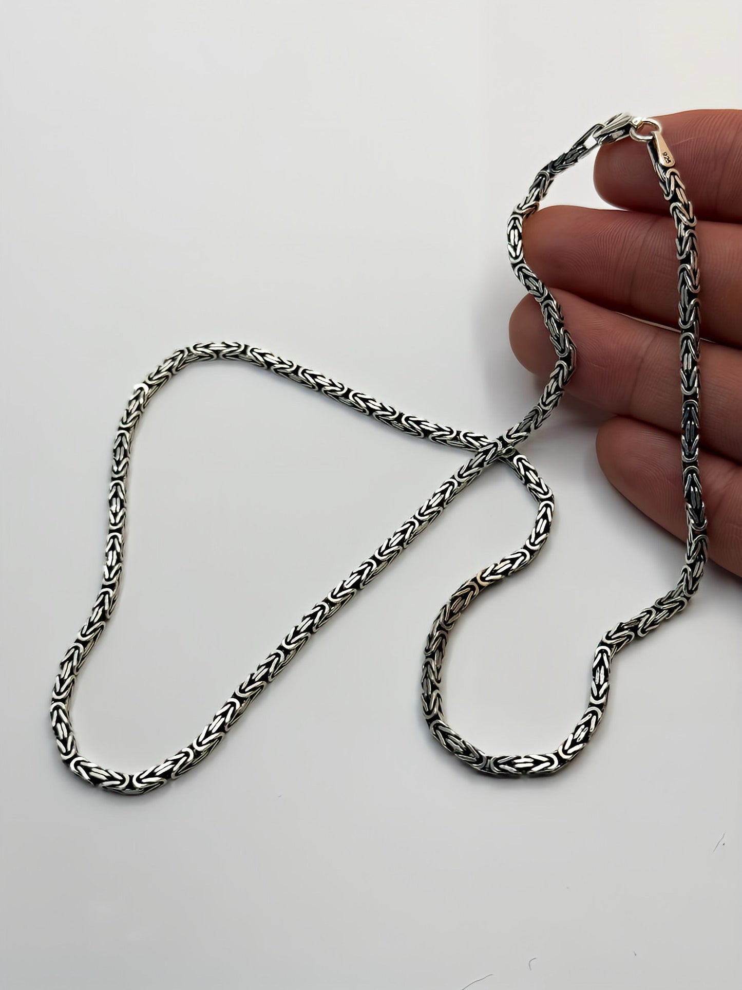 Byzantine Chain Oxidized Sterling Silver 925 Necklace. Oxidized Bali Chain Necklace.