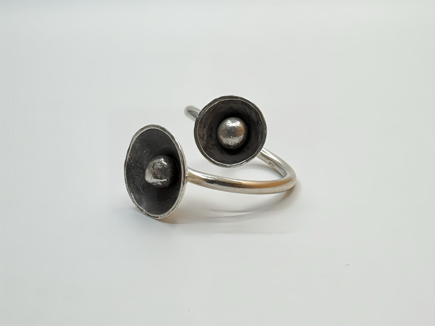 Handmade Oxidized Sterling Silver Flower Ring: Boho Vintage Design