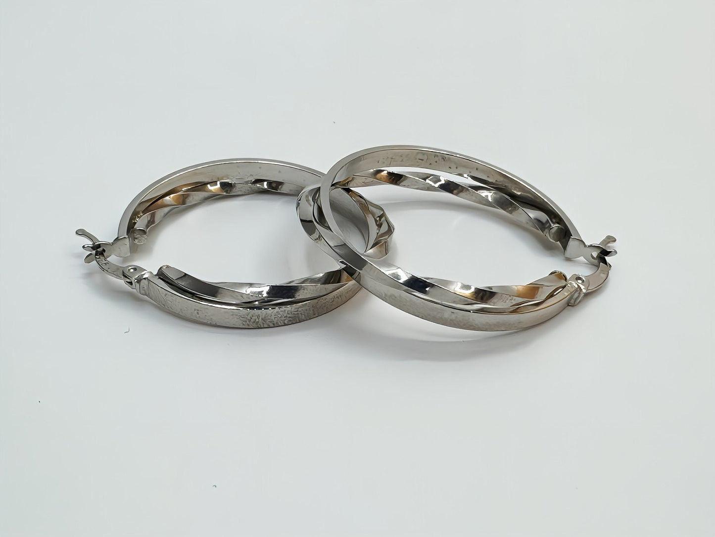 Twisted Sterling Silver Hoop Earrings, Modern Chic 35mm