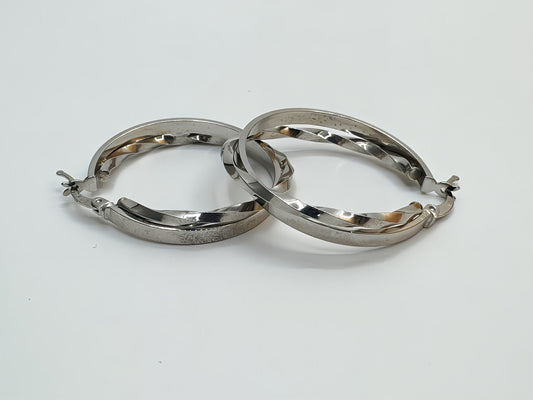 Twisted Sterling Silver Hoop Earrings, Modern Chic 35mm