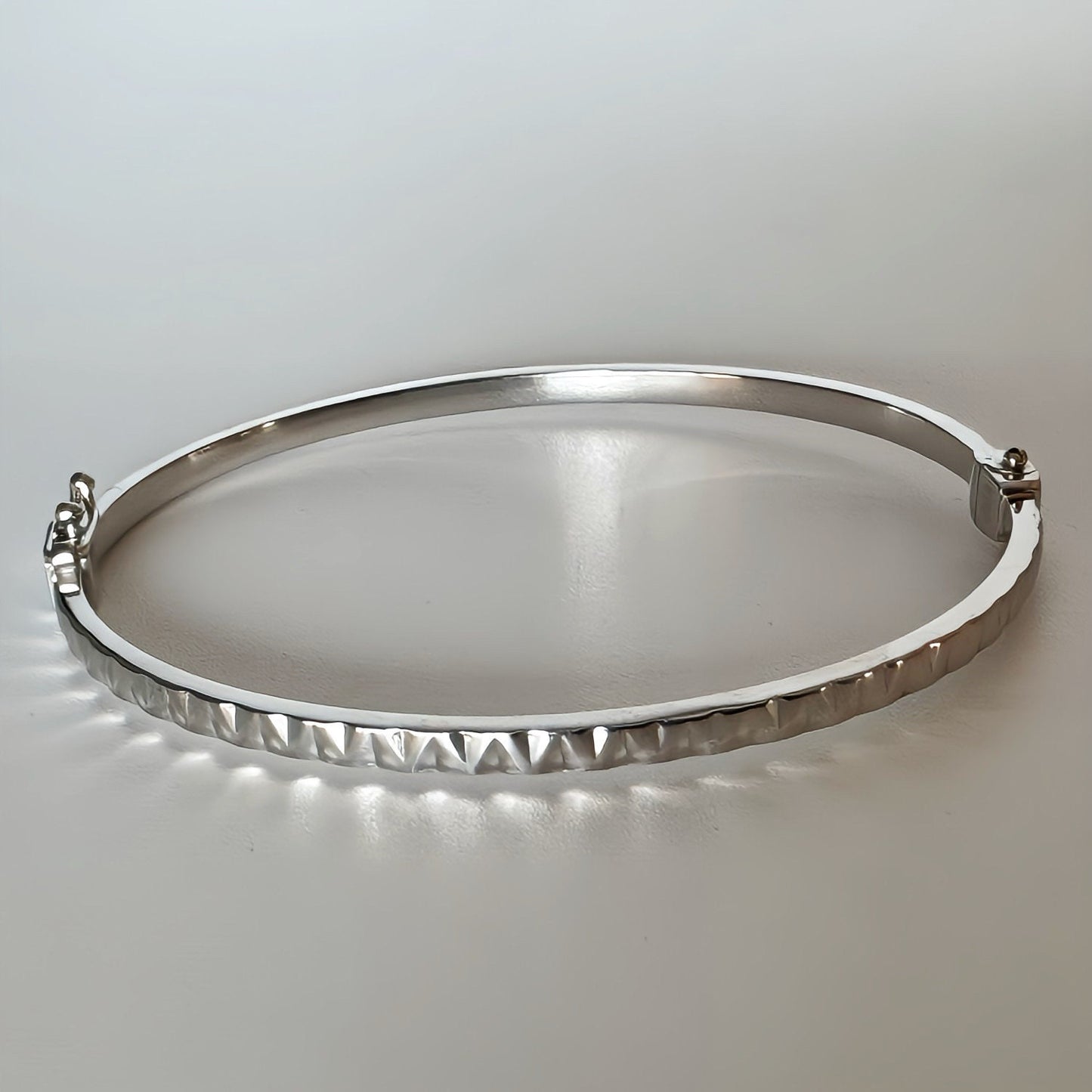 Hammered Sterling Silver Bangle Bracelet, Modern Minimalist Jewelry