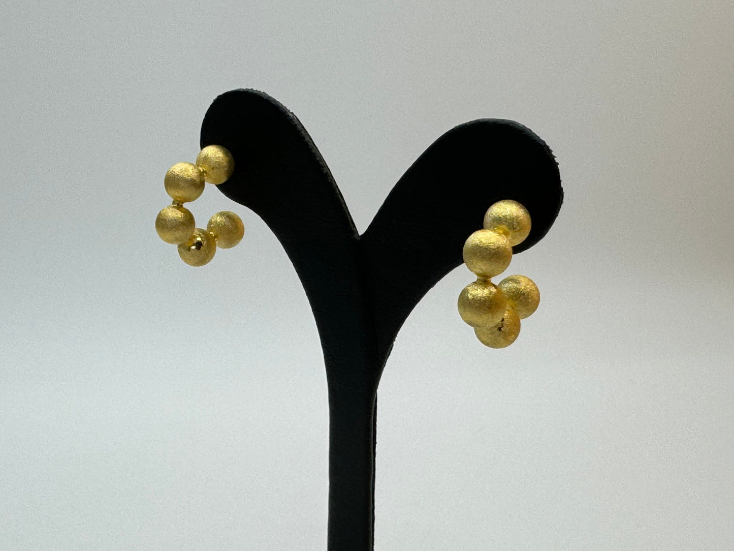 22k Gold Vermeil Bead Huggie Earrings, Small Sterling Silver 925 Hoops