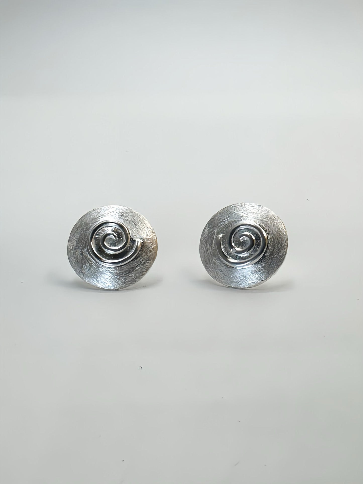 925 Sterling Silver Spiral Stud Earrings | Round Flat Studs
