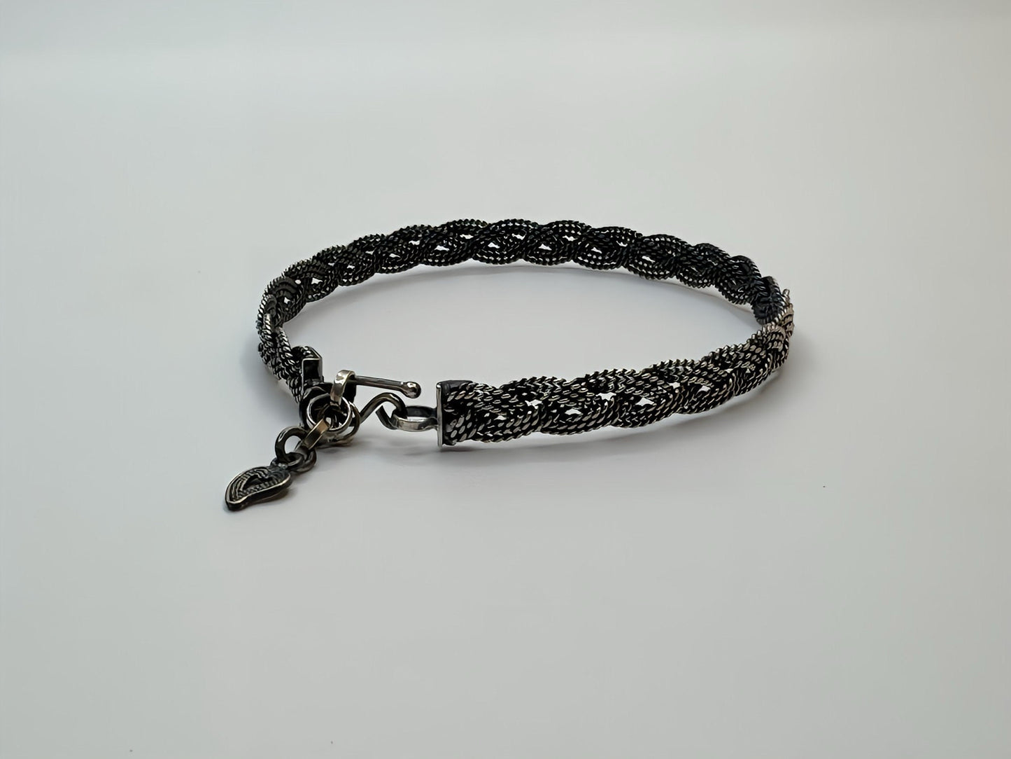 Oxidized Sterling Silver Bracelet, Mens Chain Bracelet, Unisex Braided Silver Bracelet, Turkish Kazaz Jewelry Gif