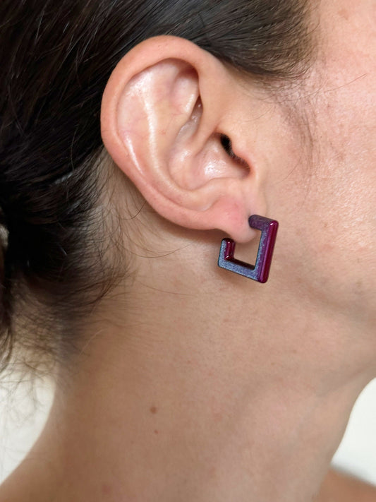 Holographic Hoop Earrings: Square or Oval, Vibrant Color Spectrum