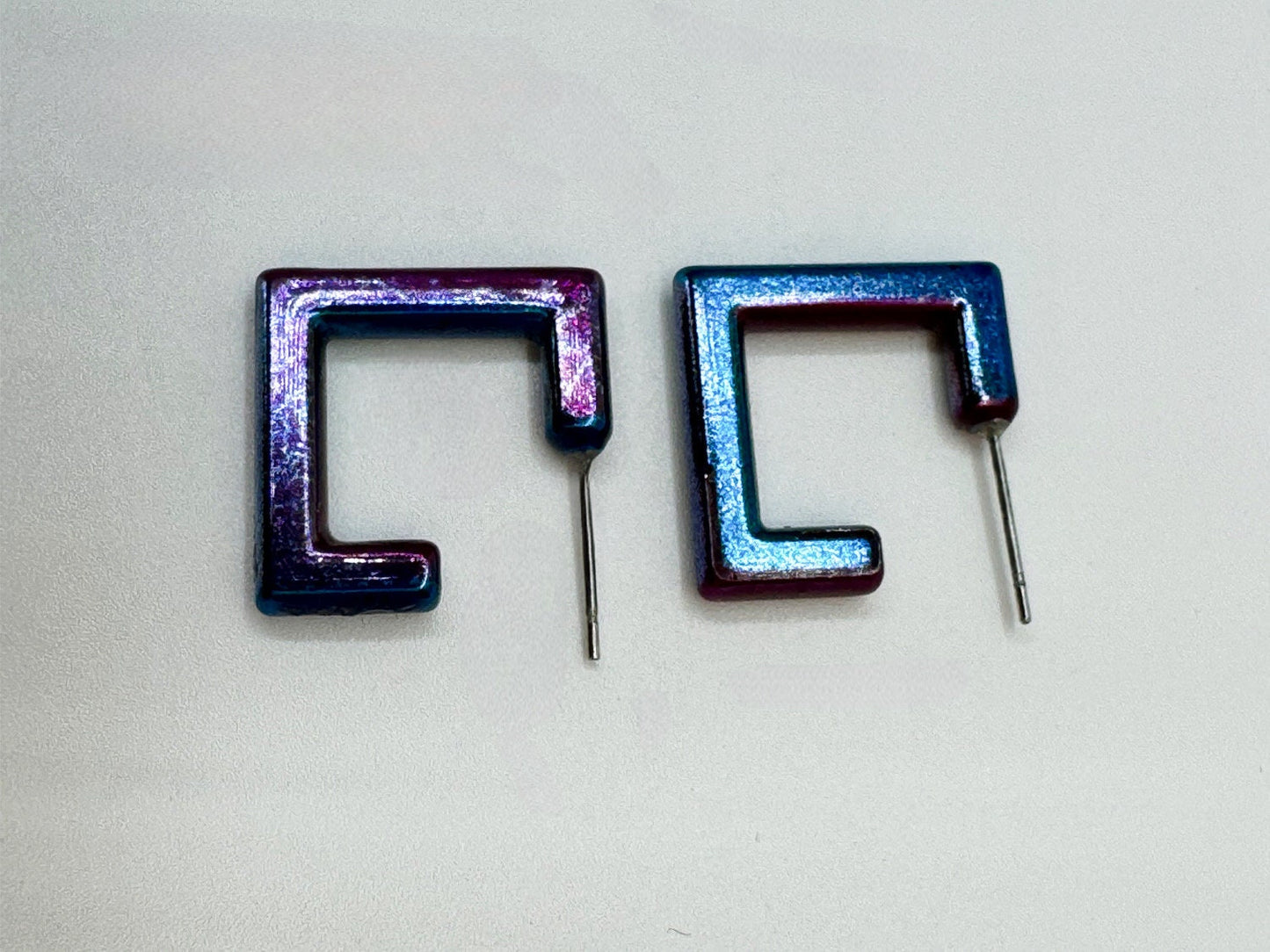 Holographic Hoop Earrings: Square or Oval, Vibrant Color Spectrum