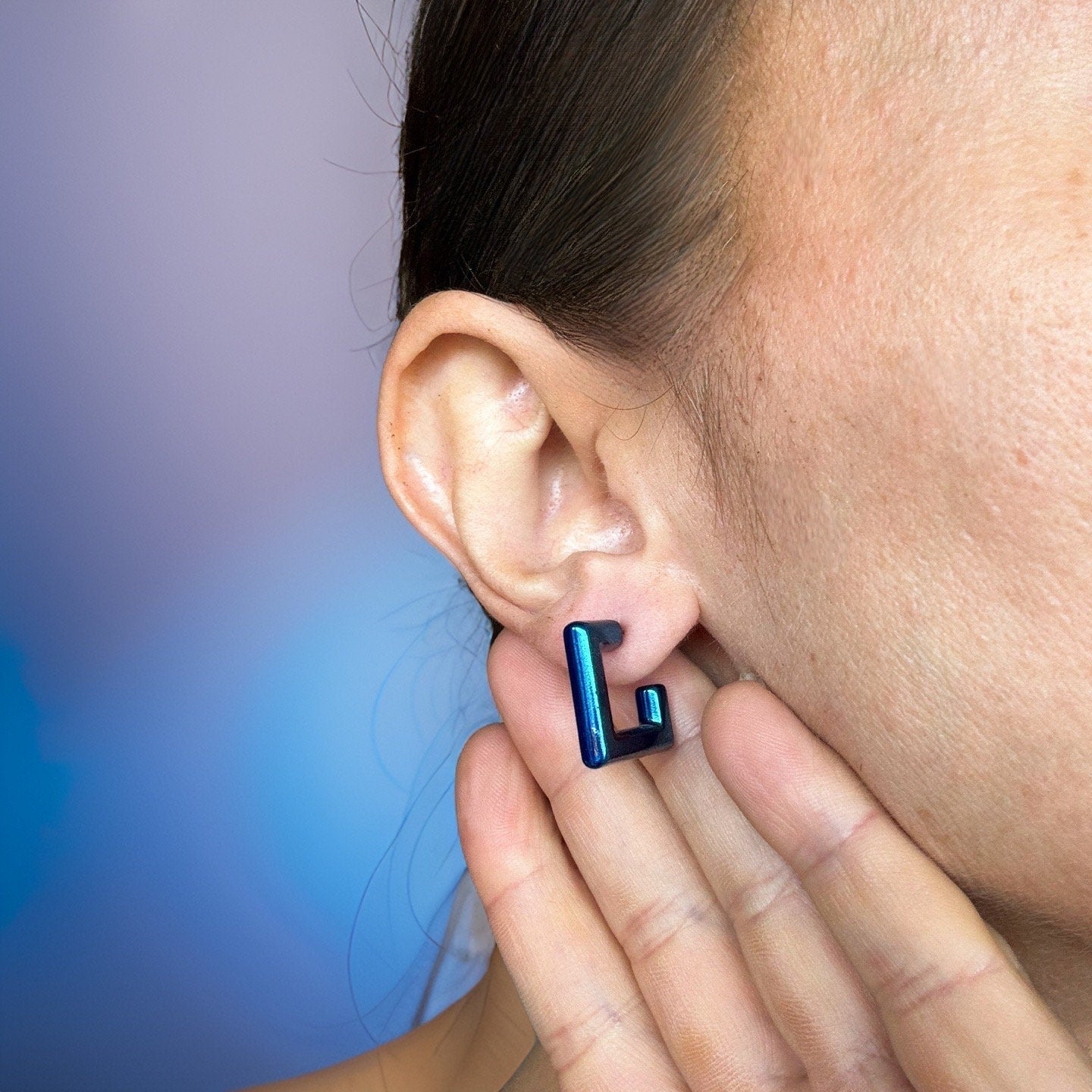 Holographic Hoop Earrings: Square or Oval, Vibrant Color Spectrum