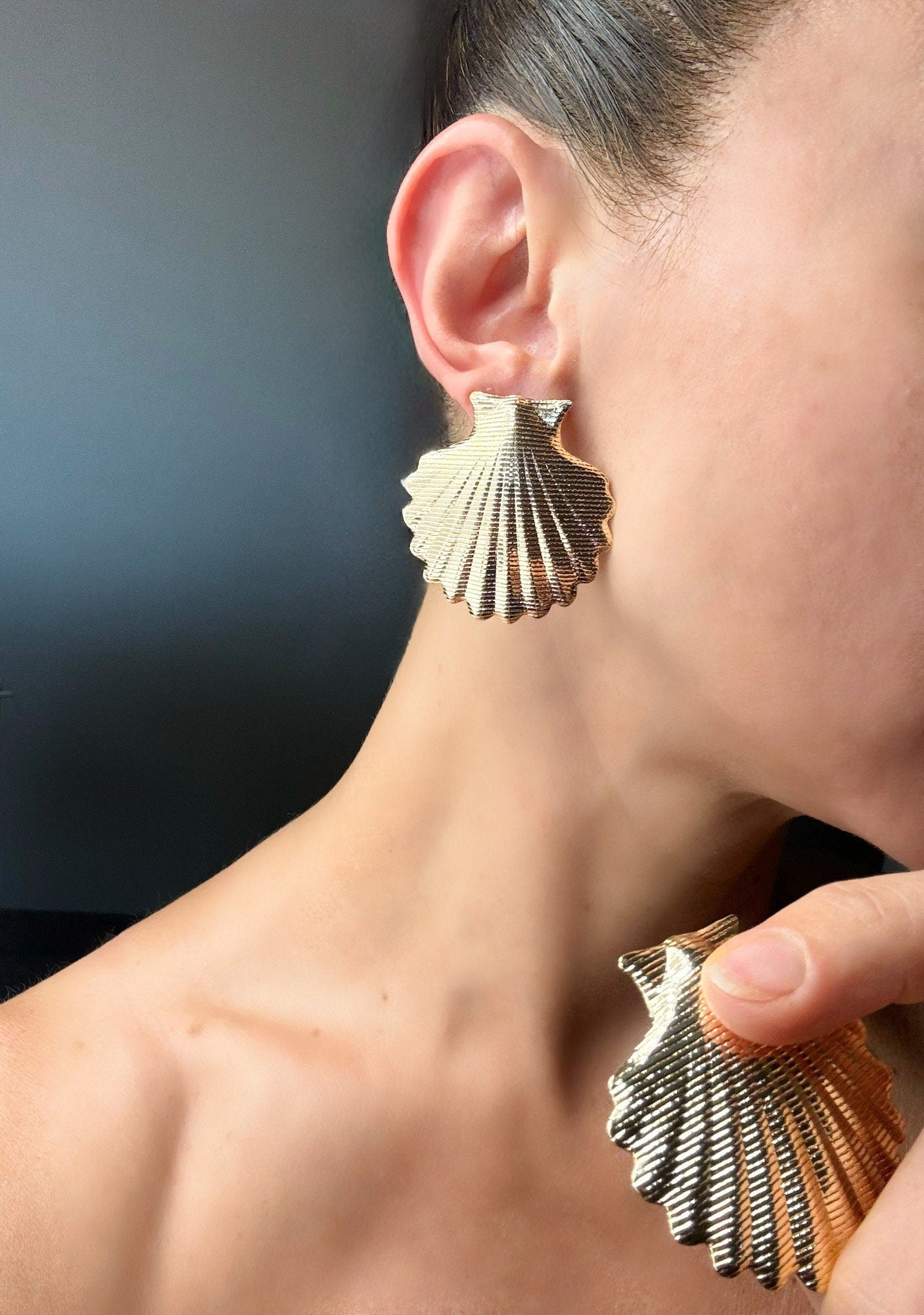 Gold Plated Oyster Shell Earrings, Coastal Jewelry