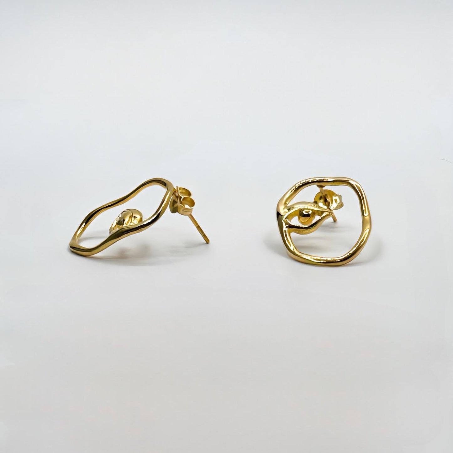 22k Gold Vermeil Eye of Ra Earrings, Oxidized Sterling Silver, Handmade Egyptian Jewelry