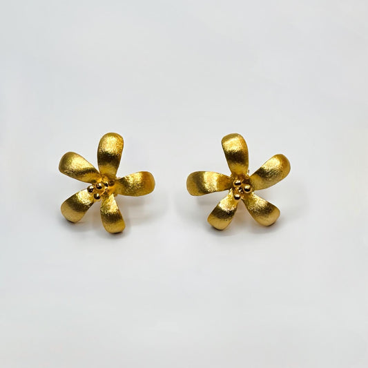 Handcrafted 22k Gold-Plated Sterling Silver Flower Earrings