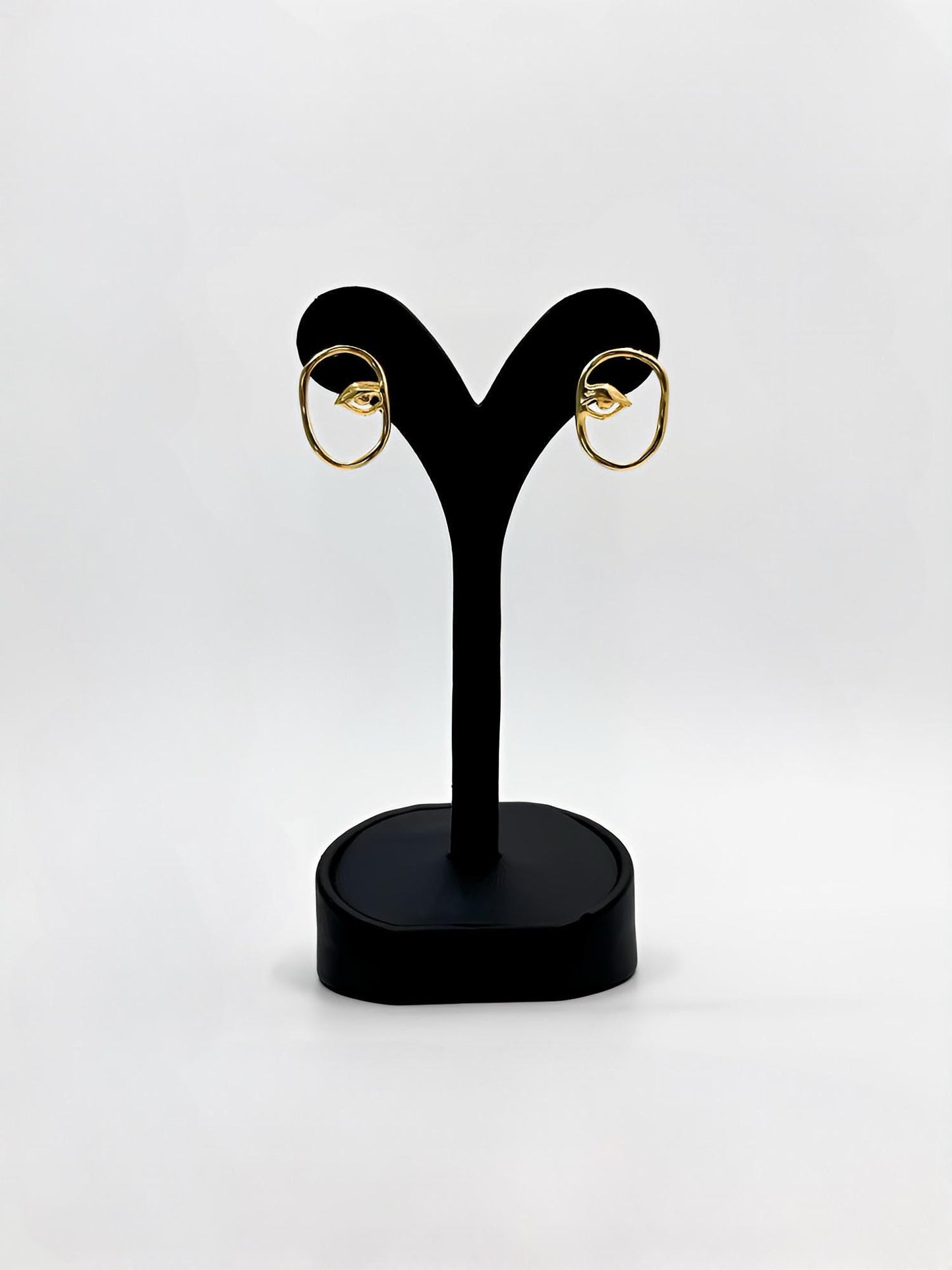 22k Gold Vermeil Eye of Ra Earrings, Oxidized Sterling Silver, Handmade Egyptian Jewelry