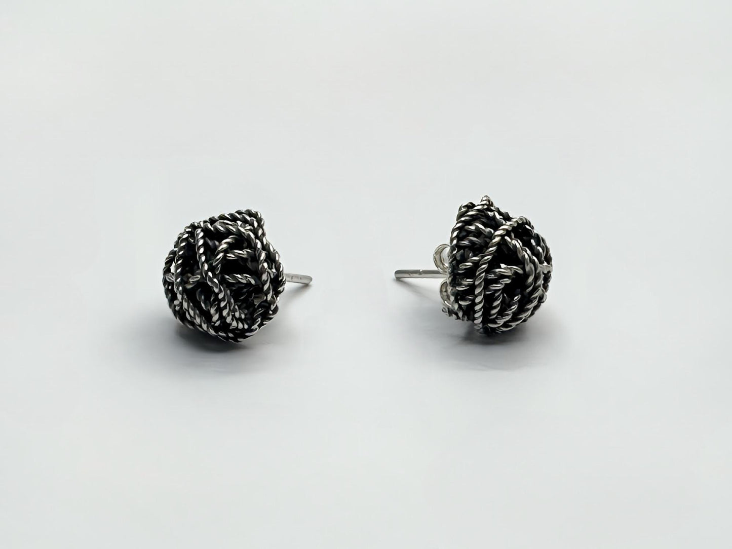 Handcrafted Oxidized Sterling Silver Knot Stud Earrings