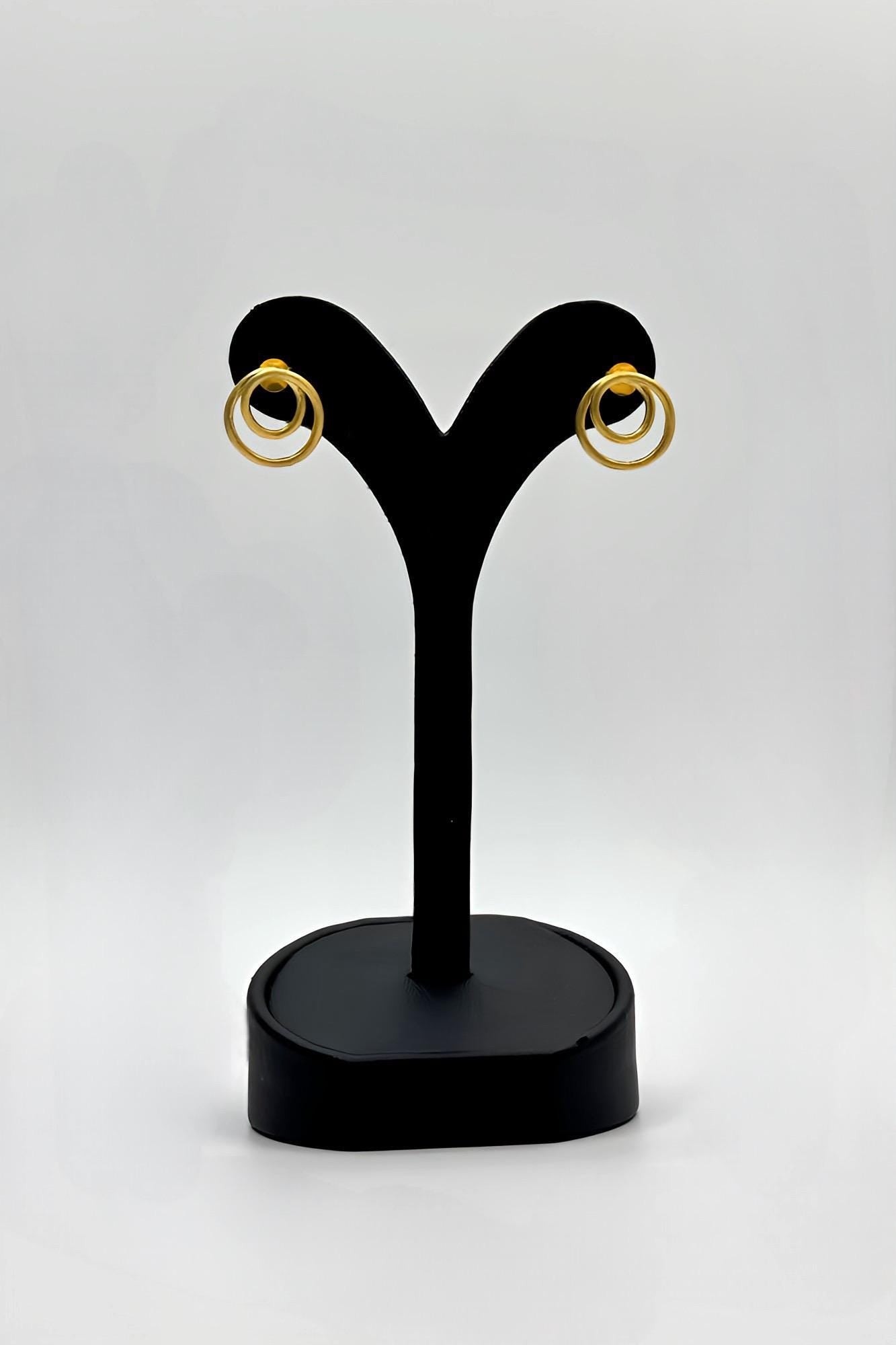 Handcrafted 22K Gold Plated Sterling Silver Spiral Stud Earrings