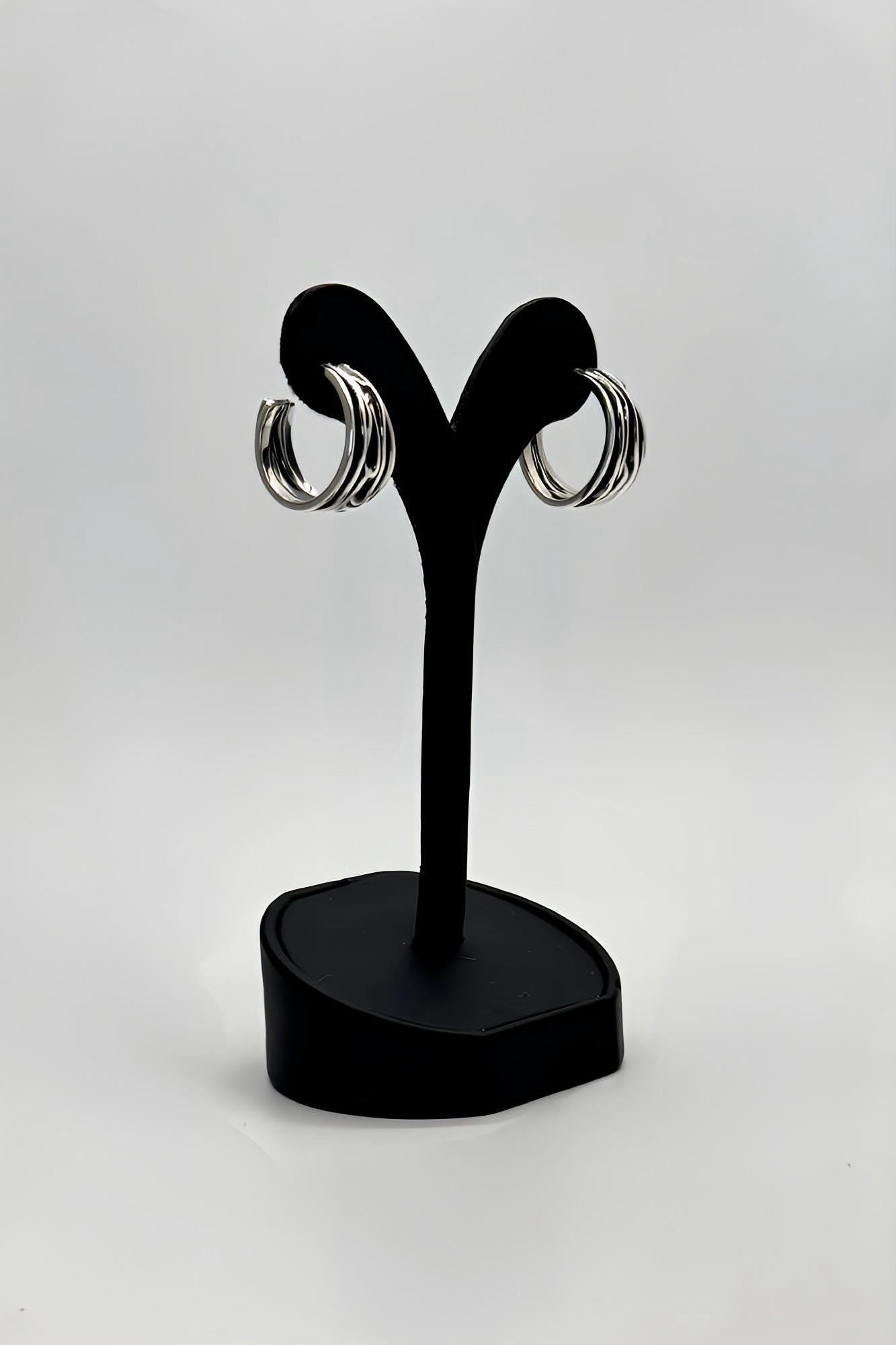 Handcrafted Oxidized Sterling Silver Hoop Earrings – Wavy Design