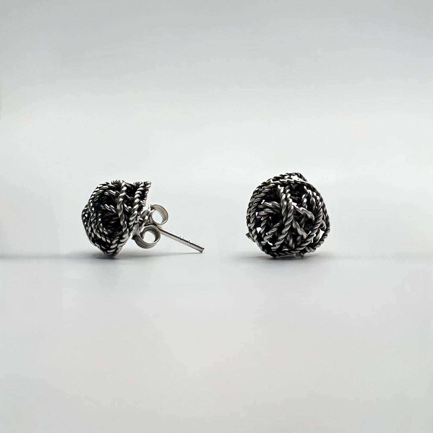 Handcrafted Oxidized Sterling Silver Knot Stud Earrings