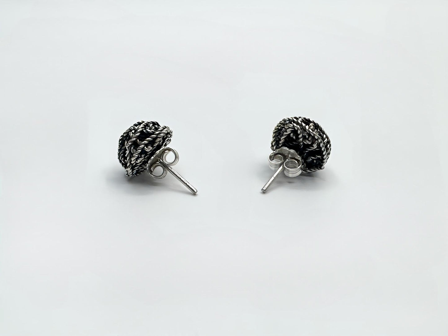 Handcrafted Oxidized Sterling Silver Knot Stud Earrings