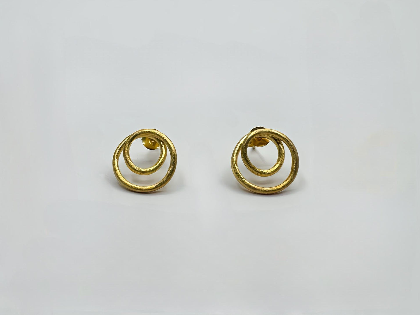 Handcrafted 22K Gold Plated Sterling Silver Spiral Stud Earrings