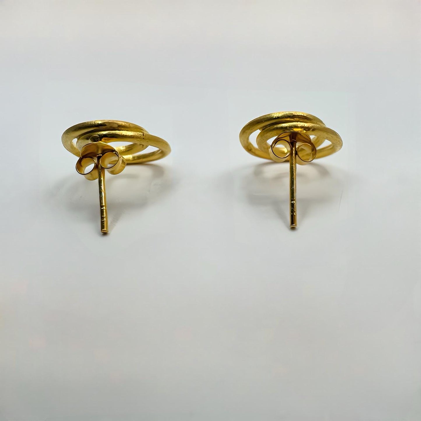 Handcrafted 22K Gold Plated Sterling Silver Spiral Stud Earrings
