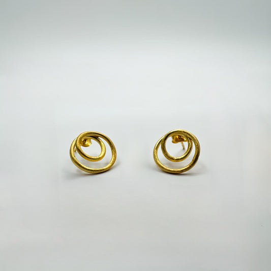 Handcrafted 22K Gold Plated Sterling Silver Spiral Stud Earrings