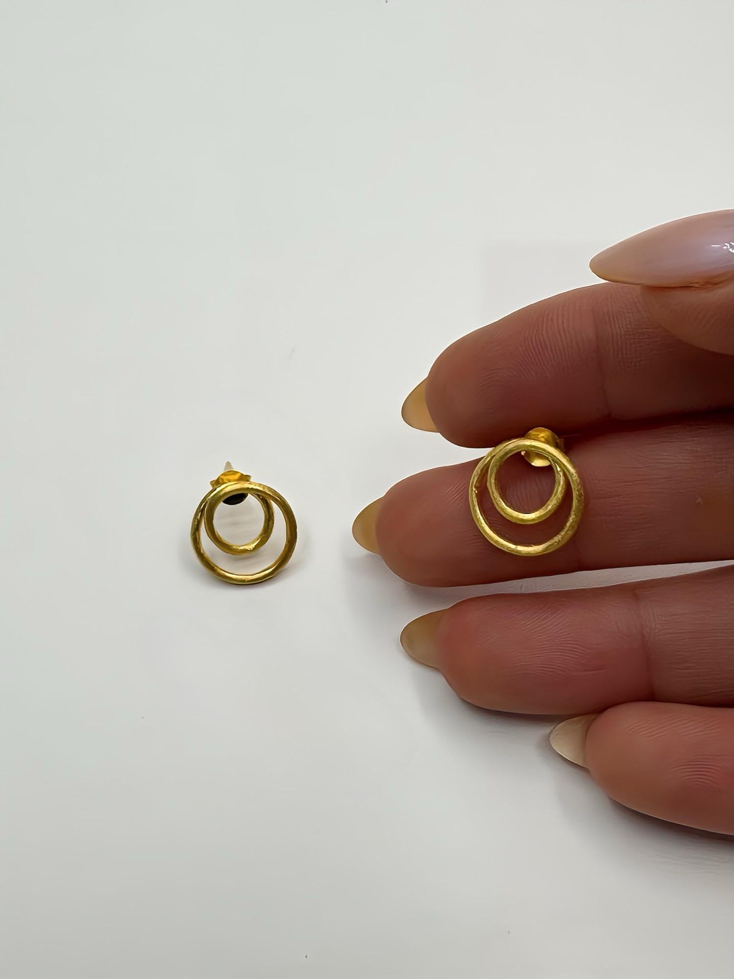 Handcrafted 22K Gold Plated Sterling Silver Spiral Stud Earrings