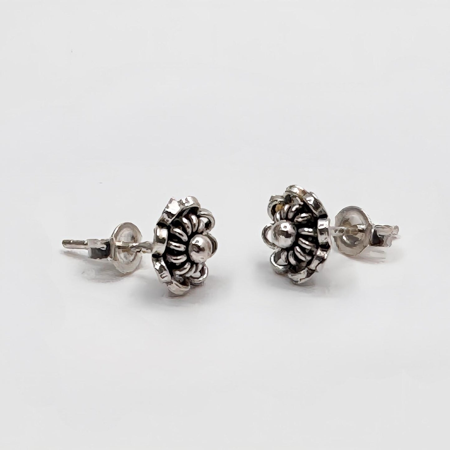 Sterling Silver Flower Stud Earrings, Boho Floral Jewelry