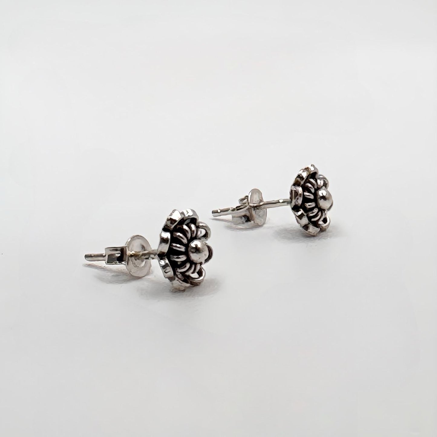 Sterling Silver Flower Stud Earrings, Boho Floral Jewelry