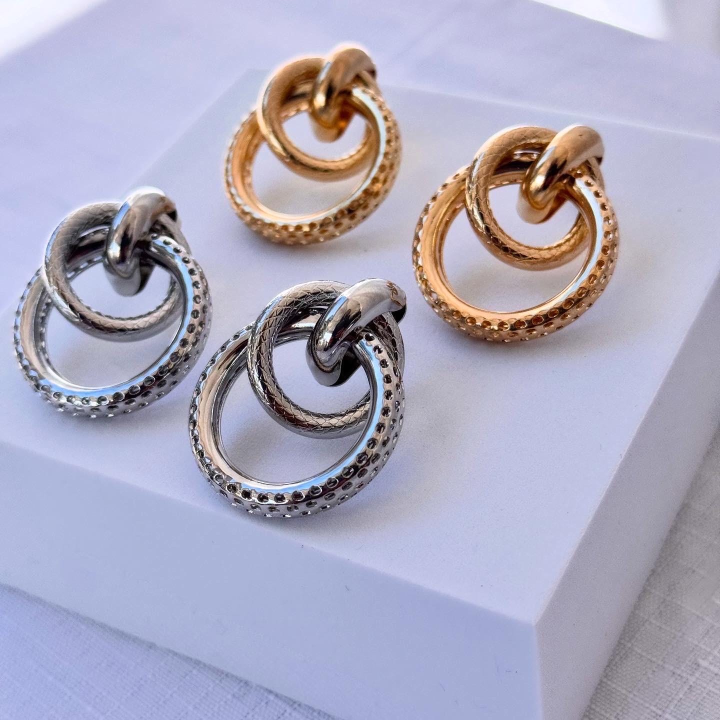 Gold & Silver Plated Double Hoop Earrings: Lightweight Stainless Steel