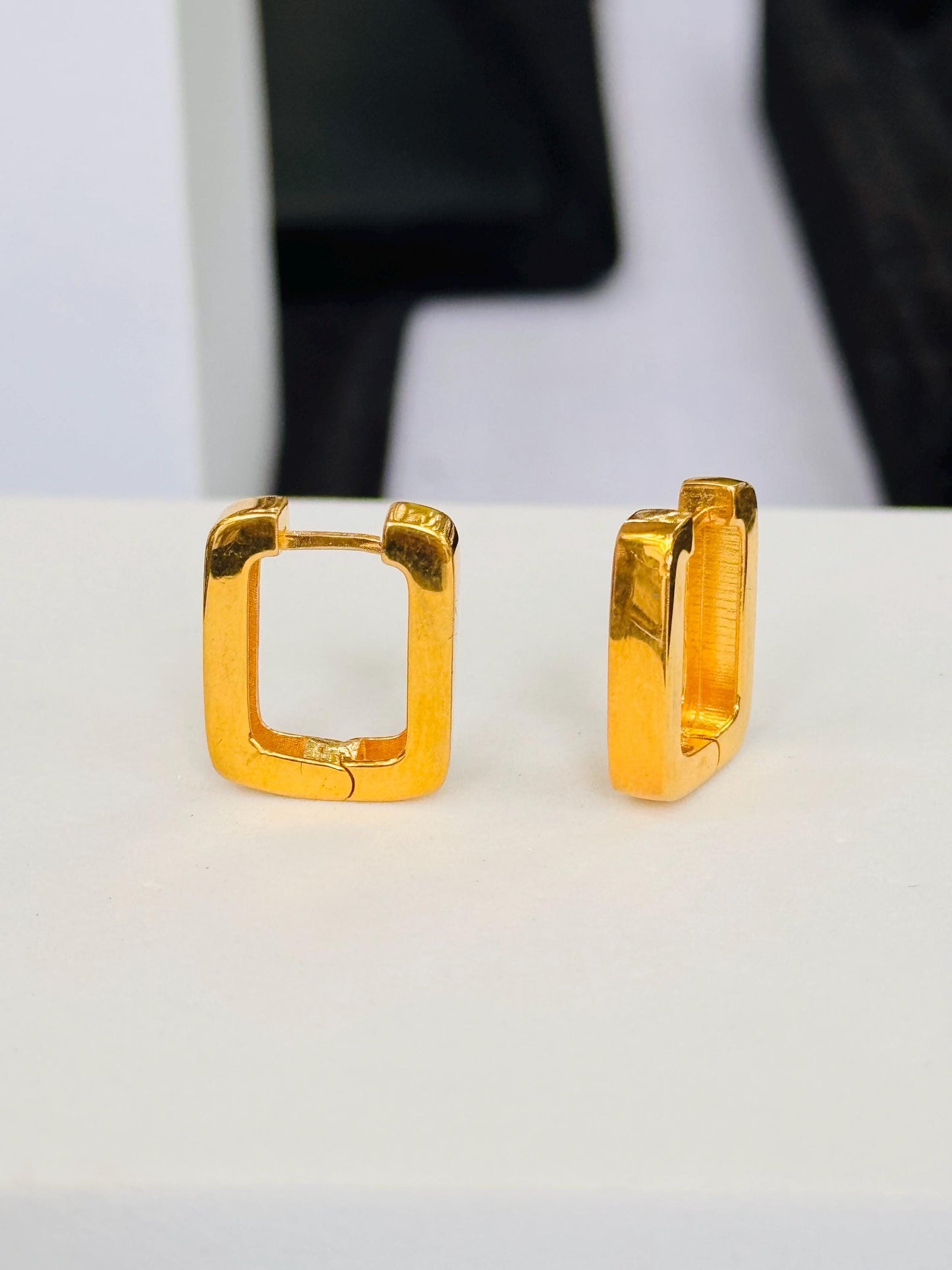 22K Gold Vermeil Square Huggie Earrings | 925 Sterling Silver