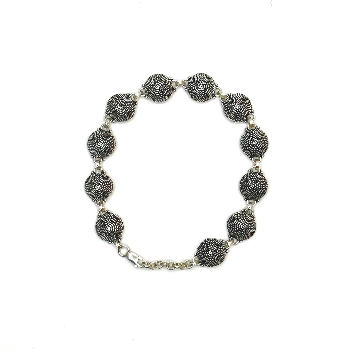 Handmade Sterling Silver Spiral Link Bracelet, Elegant Boho Jewelry