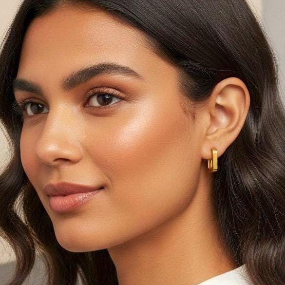 22K Gold Vermeil Square Huggie Earrings | 925 Sterling Silver