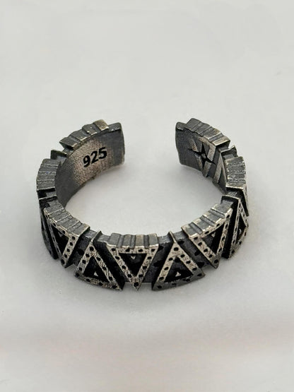 Oxidised Sterling Silver Pyramid Ring
