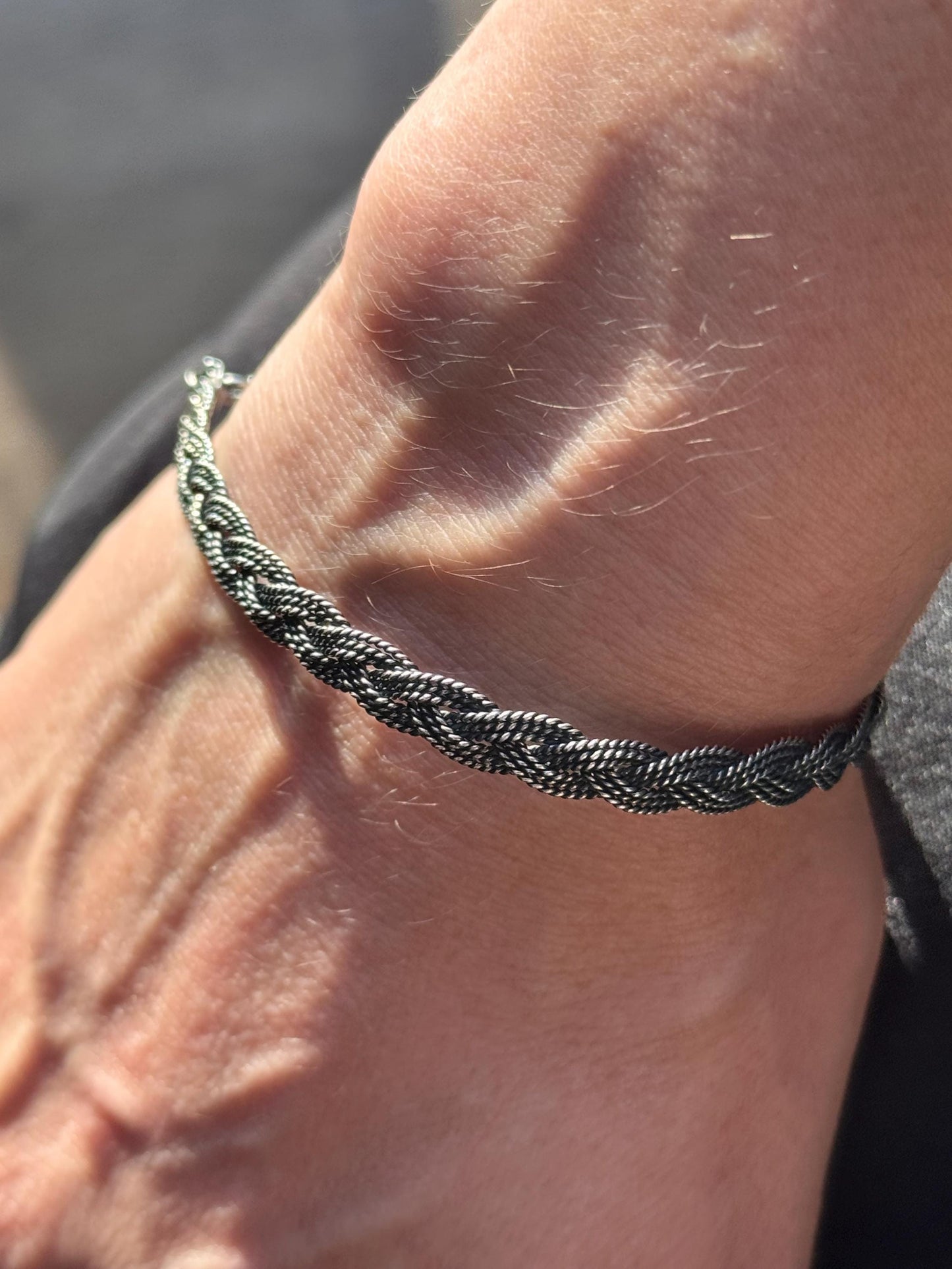 Oxidized Sterling Silver Bracelet, Mens Chain Bracelet, Unisex Braided Silver Bracelet, Turkish Kazaz Jewelry Gif