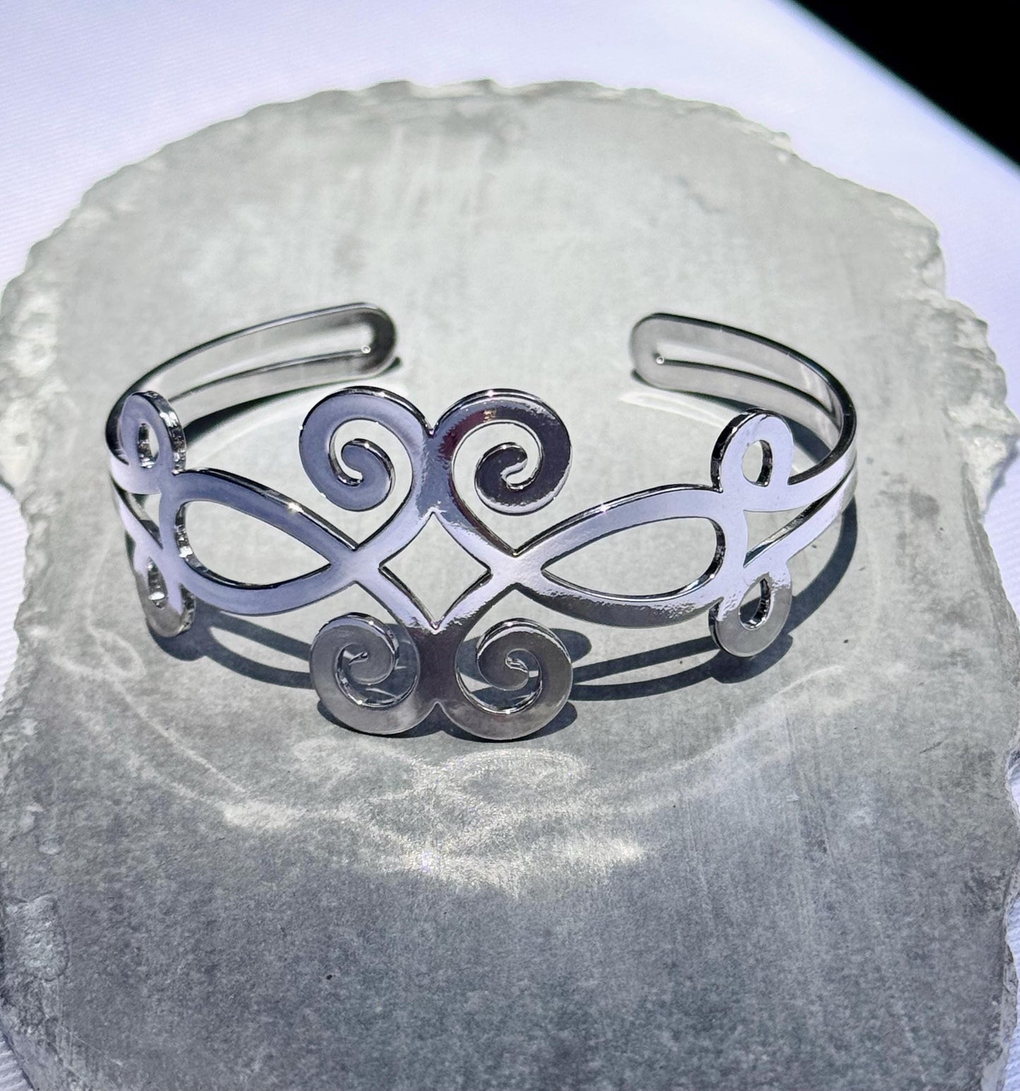 Stainless Steel Cuff Bracelet | Adjustable Open Bangle, Gold or Silver