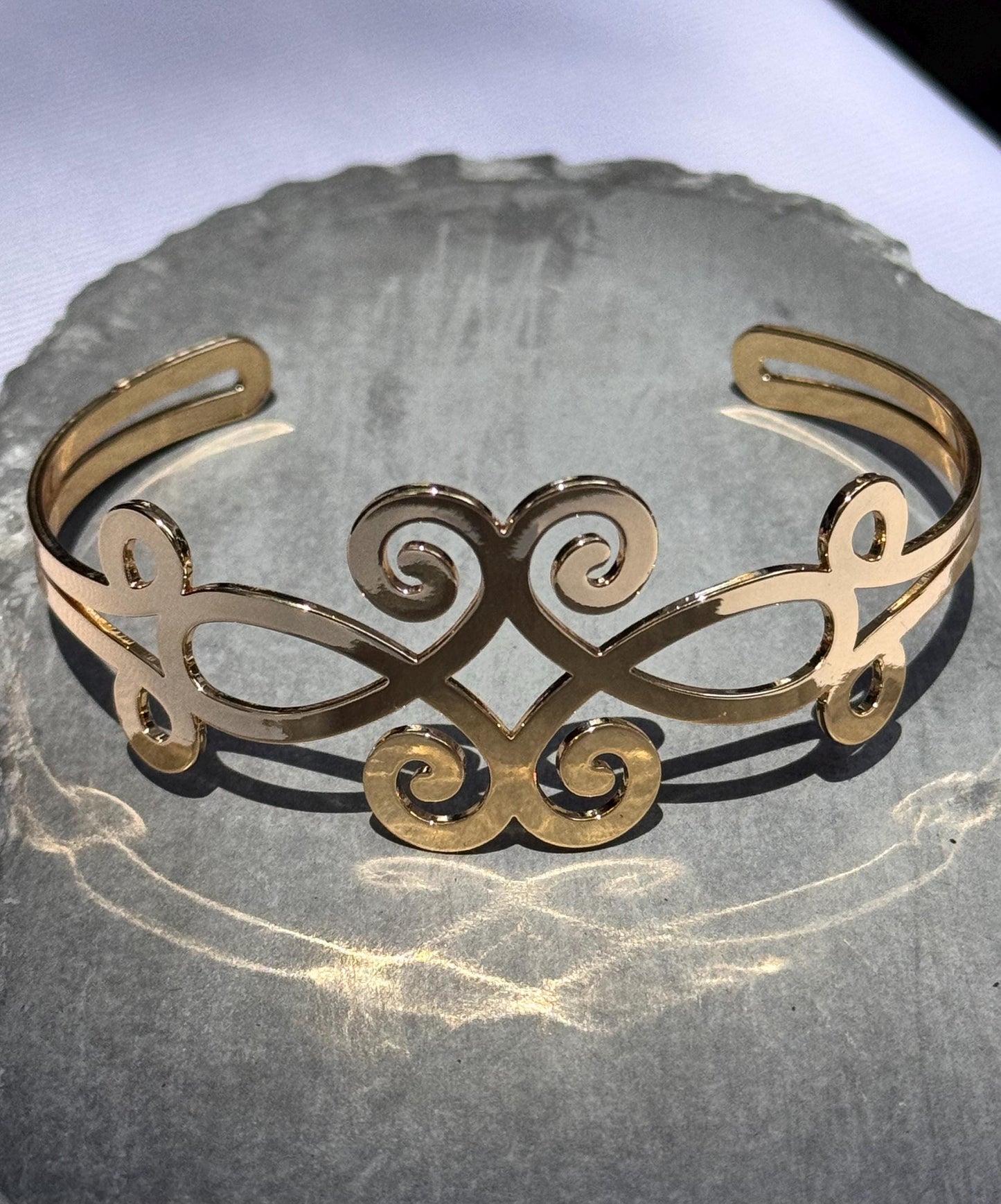 Stainless Steel Cuff Bracelet | Adjustable Open Bangle, Gold or Silver