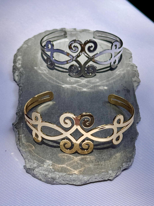 Stainless Steel Cuff Bracelet | Adjustable Open Bangle, Gold or Silver