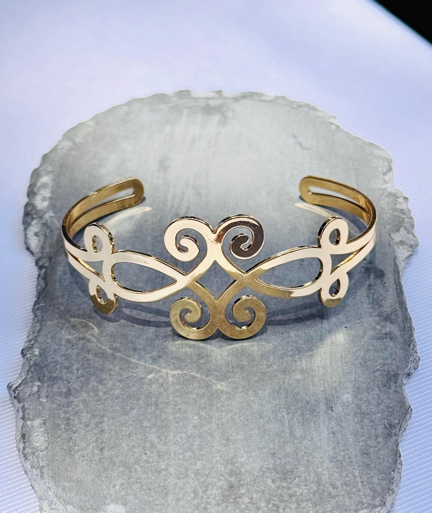 Stainless Steel Cuff Bracelet | Adjustable Open Bangle, Gold or Silver