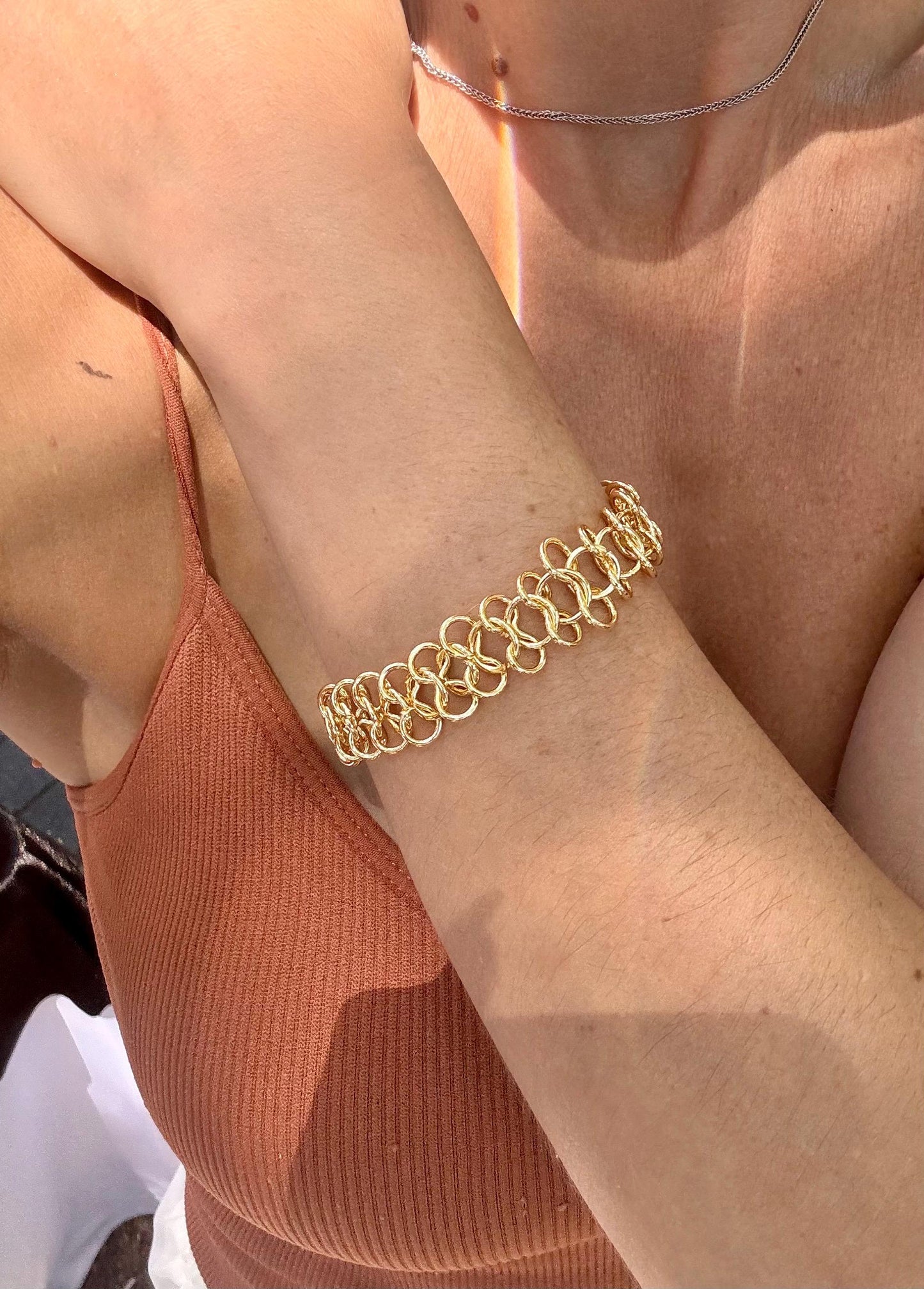 Gold Chain Bracelet, Waterproof Stainless Steel, Adjustable Link