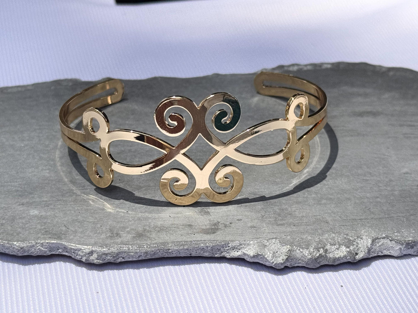 Stainless Steel Cuff Bracelet | Adjustable Open Bangle, Gold or Silver