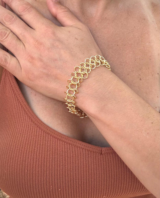 Gold Chain Bracelet, Waterproof Stainless Steel, Adjustable Link