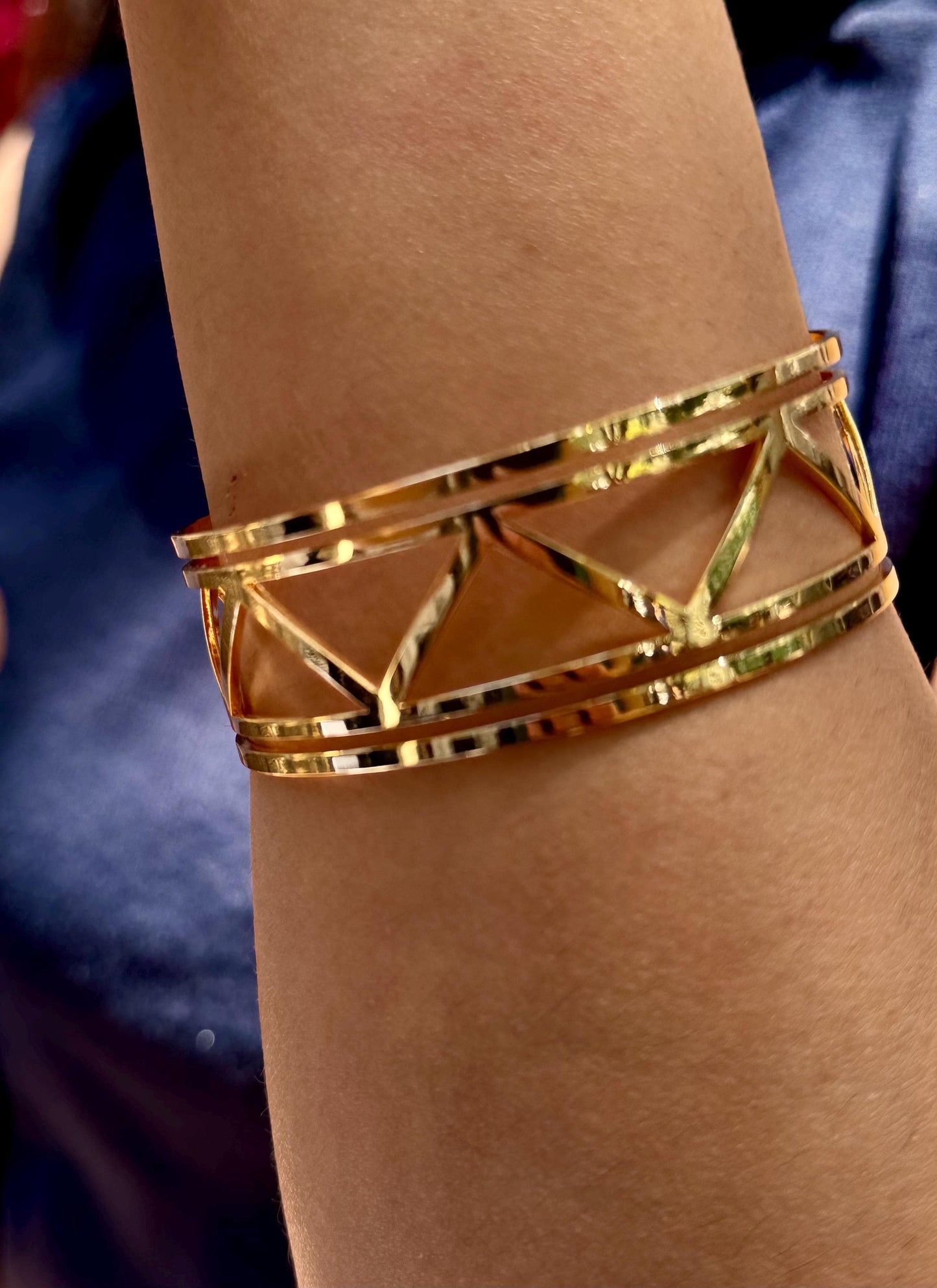 Geometric Stainless Steel Cuff Bangle, Minimalist Open Bracelet