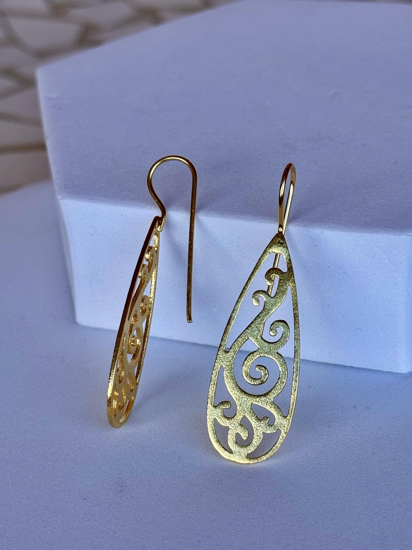 Filigree Drop Earrings in 22K Gold Vermeil | 925 Sterling Silver