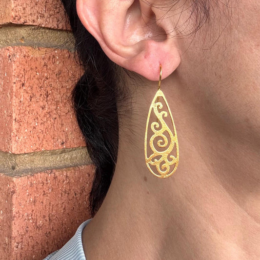 Filigree Drop Earrings in 22K Gold Vermeil | 925 Sterling Silver
