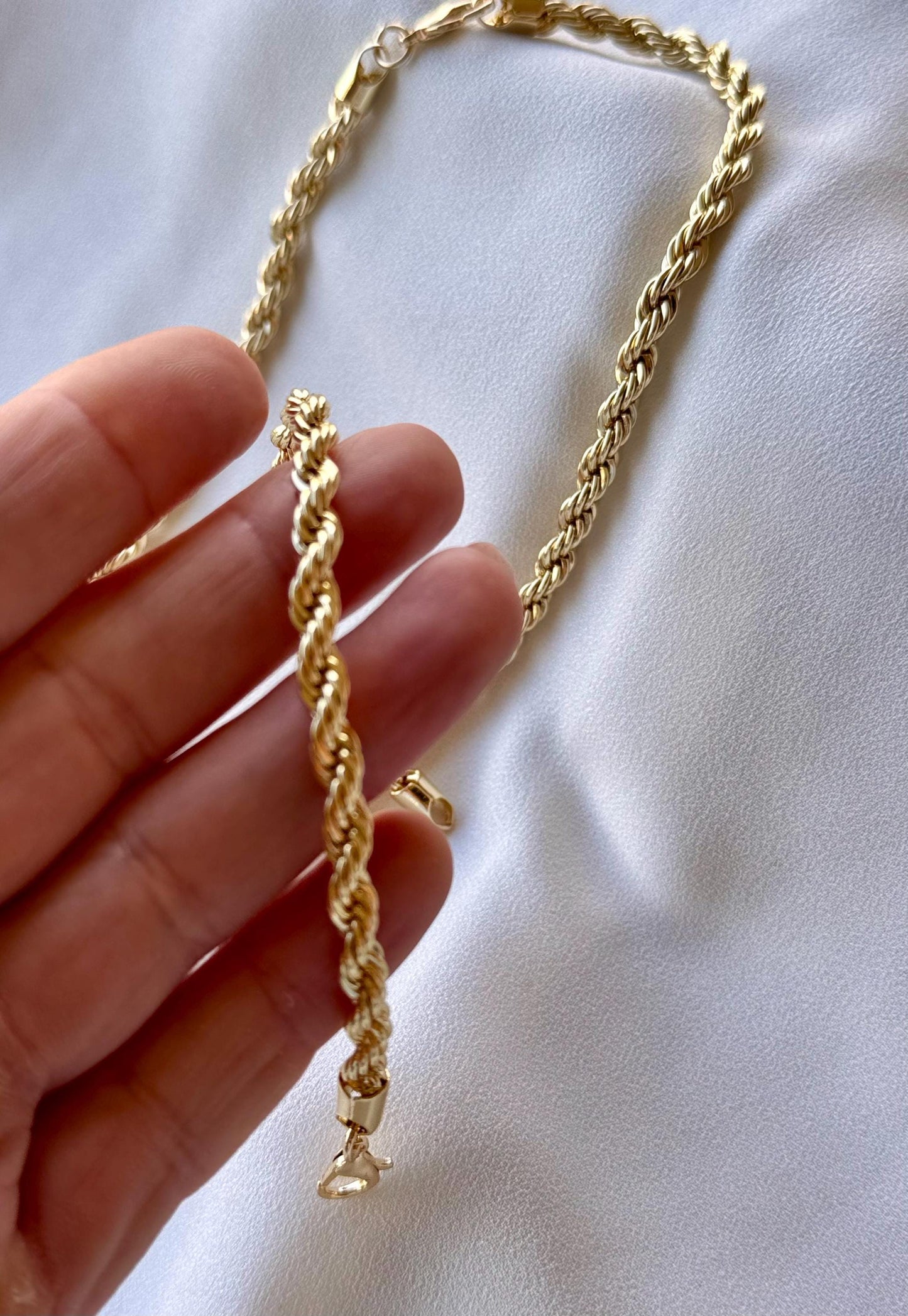 14K Gold Plated Rope Chain Necklace + Bracelet Set | Stainless Steel
