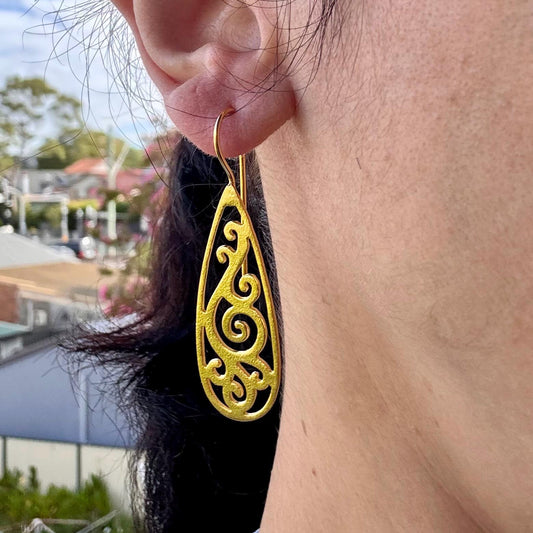 Filigree Drop Earrings in 22K Gold Vermeil | 925 Sterling Silver