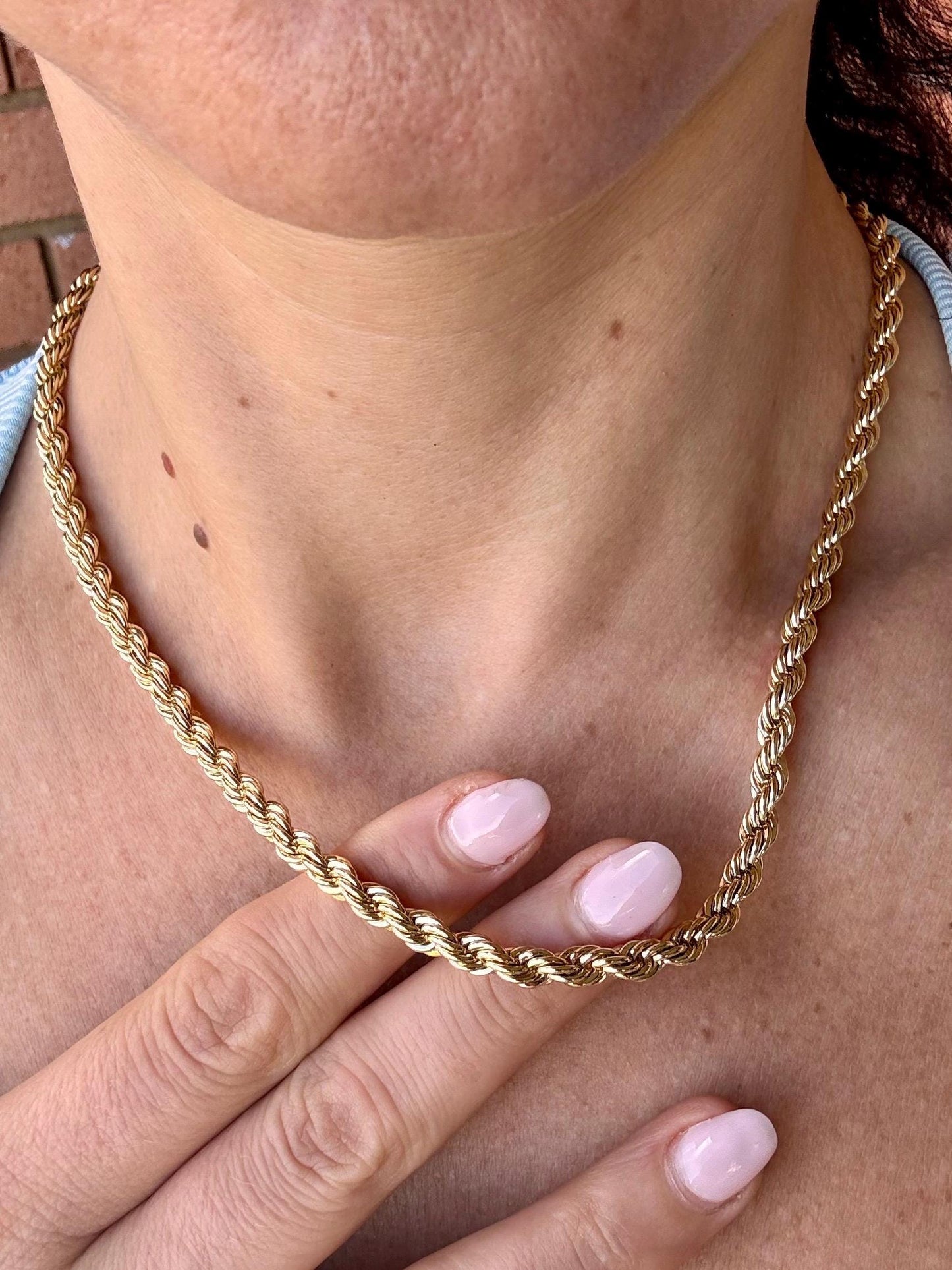 14K Gold Plated Rope Chain Necklace + Bracelet Set | Stainless Steel